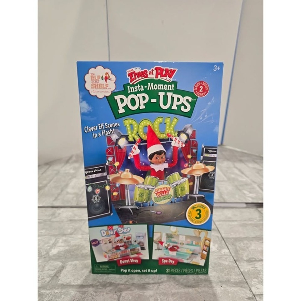 The Elf on the Shelf Insta-Moment Pop-Ups 3 Scenes Donut Shop Spa Day Rock Music